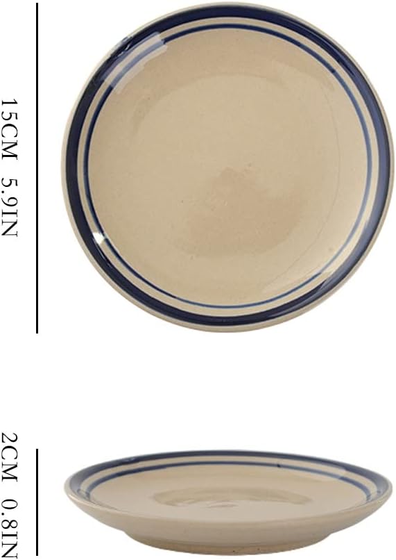 Dipping Sauce Bowls Appetizer Bowls Dining Table Retro Dark Blue Line Ceramic Snack Plate Cake Snack Plate Household Snack Fruit Plate Garbage Plate Spit Bone Slag Plate Ceramic Dip Bowls Dipping Sauc