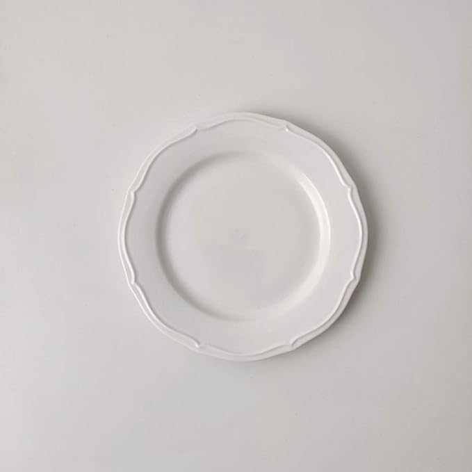 Retro lace plate Simple oval ceramic plate Salad plate Breakfast plate Dessert plate-Disc 7.5 inch / 19cm