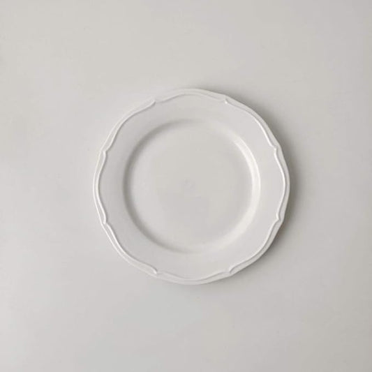 Retro lace plate Simple oval ceramic plate Salad plate Breakfast plate Dessert plate-Disc 7.5 inch / 19cm