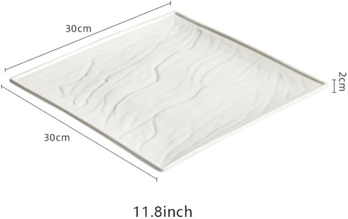 Ceramic Dinner Plate Western Dinner Plate Square Plate Hotel Restaurant Tableware Ceramic White Steak Plate Simple Ceramic Flat Plate Vegetable Plate Serving Plate，One Color 11.8inch