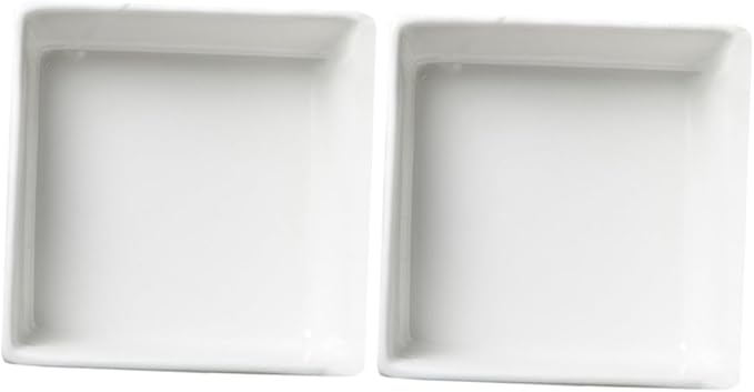 2pcs Square Ceramic Sauce Plates White Condiment Dishes Small Dipping Bowls for Sauces and Appetizers for Parties and Events
