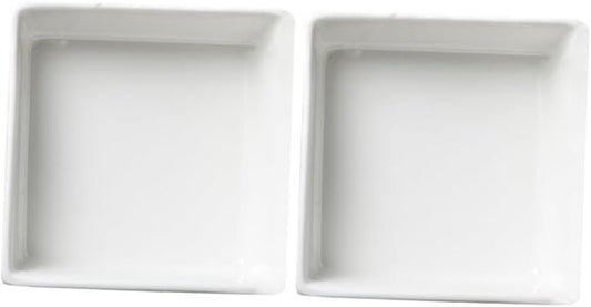 2pcs Square Ceramic Sauce Plates White Condiment Dishes Small Dipping Bowls for Sauces and Appetizers for Parties and Events