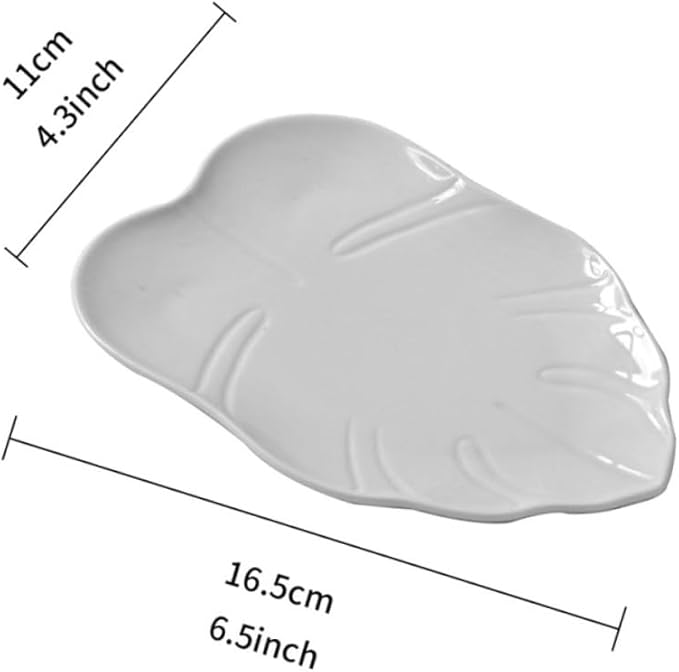 Leaf Designed Serving Trays Ceramic Dessert Plates Elegant Appetizer Dishes