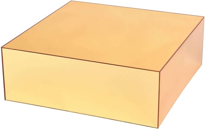 Efavormart 14"x14" | Gold Acrylic Cake Box Stand, Mirror Finish Display Box Pedestal Riser with Hollow Bottom