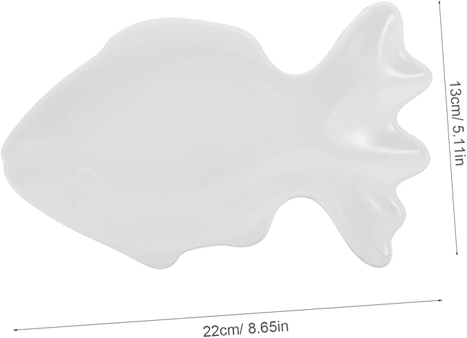 Mikinona Fish Shape Ceramic Plate Cute Appetizer Dish for Dipping Sauces Sushi and Snacks Versatile White Porcelain Serving Tray for Boy Girl and Family Use