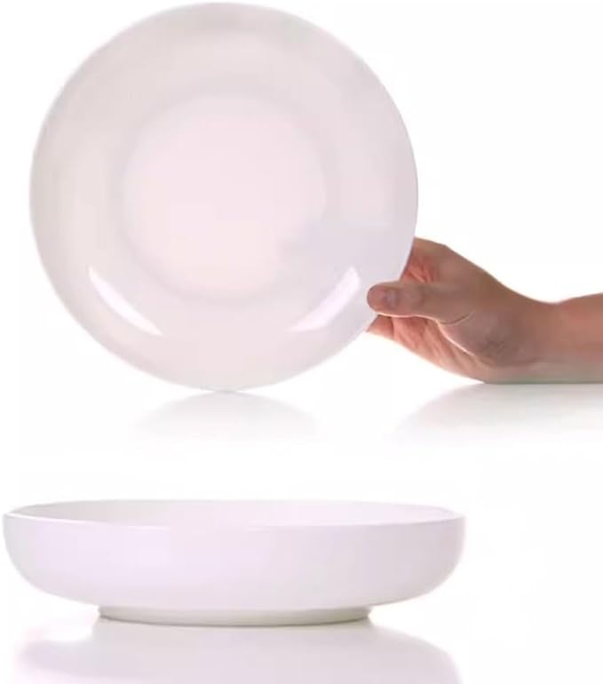 SONGCHAO Party Supplies Household Round Dish Plate Ceramic Soup Plate Dinner Plate Simple Creative Bone China Dish Plate Deep Dish Party Plates (Size : Medium)