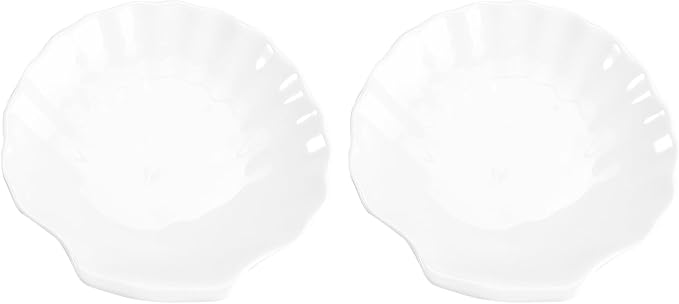 Cabilock 2pcs Ceramic Shell Appetizer Plates, 6 Inch White Scallop Shaped Small Serving Plates for Desserts Salad Snacks Sushi Fruit, Elegant Serving Dish Tableware for Home Use
