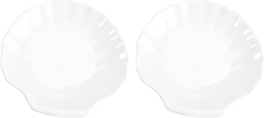 Cabilock 2pcs Ceramic Shell Appetizer Plates, 6 Inch White Scallop Shaped Small Serving Plates for Desserts Salad Snacks Sushi Fruit, Elegant Serving Dish Tableware for Home Use