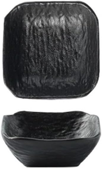 Appetizer Plates Stone Texture Square Sauce Dish Western Restaurant Dip Small Bowl Ceramic Restaurant Dip Flavor Dish for Condiment(Black)