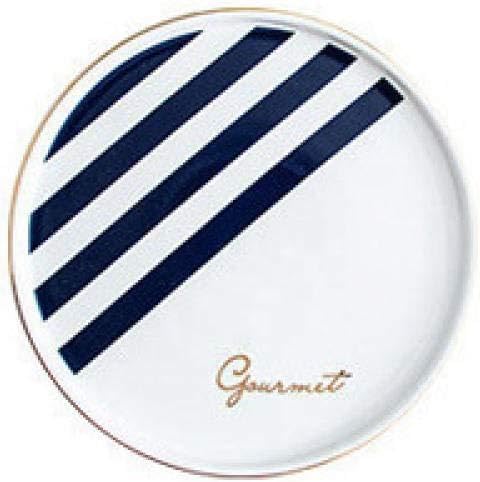 Blue Black Ceramic Standing Plate Salad Plate Simple Ceramic Plate 8 Inch-Blue rhombus-disc