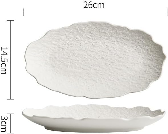 Dessert Plates Creative Stone Fish Plate Tableware Household Steamed Modern Ceramic Simple Dish Dinner Tableware(White,10.5inch)