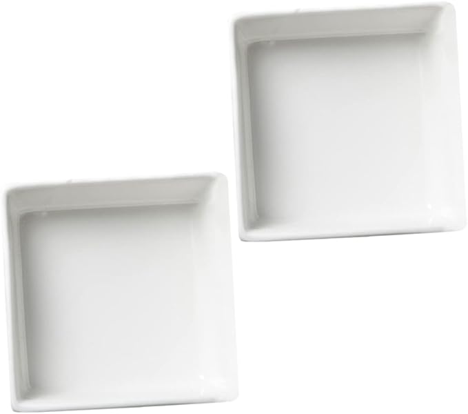 2Pcs Mini Square Ceramic Dishes Practical Appetizer Plates for Sauces Dips and Seasonings for Parties Weddings and Banquets Space Saving Design
