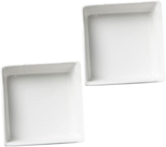 2Pcs Mini Square Ceramic Dishes Practical Appetizer Plates for Sauces Dips and Seasonings for Parties Weddings and Banquets Space Saving Design