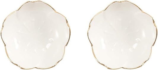 2pcs Ceramic Dip Bowls Sauce Dishes Seasoning Serving Bowl Sushi Soy Plate for Snack Sushi Fruit Appetizer Dessert-White