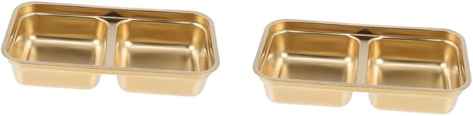 STOBAZA 2pcs Double Compartment Seasoning Dish Versatile Appetizer Plate for Sauces Kimchi Cold Dishes Easy to Clean for Parties Meal Prep