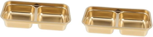 STOBAZA 2pcs Double Compartment Seasoning Dish Versatile Appetizer Plate for Sauces Kimchi Cold Dishes Easy to Clean for Parties Meal Prep