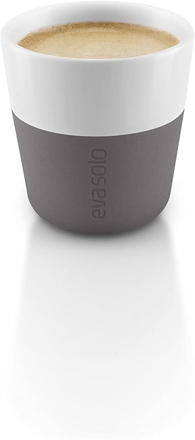 Eva Solo | 2 Espresso Tumbler Mugs | 3 oz Porcelain Coffee Cup Tumblers with Silicone-coated Grip | Danish Design, Functionality & Quality | Grey