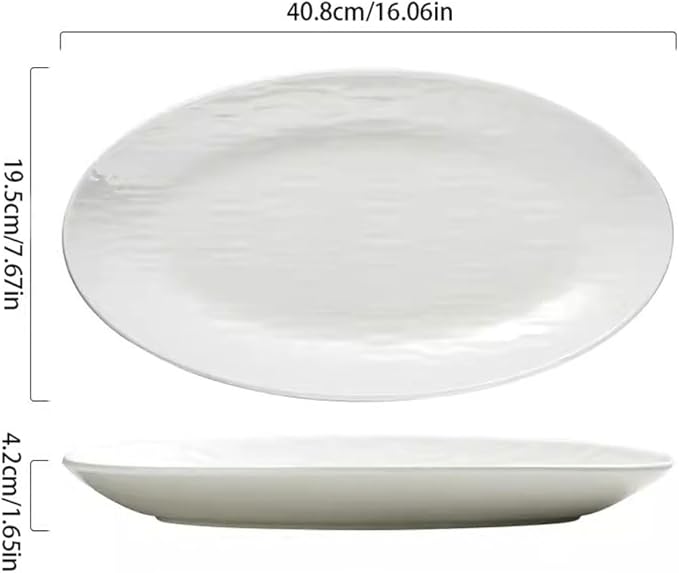 SONGCHAO Party Supplies Steamed Fish Plate, Chopped Pepper Fish Head Plate, Western Food Plate, Vegetable Plate, Dumpling Plate, Large-capacity Ceramic Plate For Home Use Party Plates (Color : White)