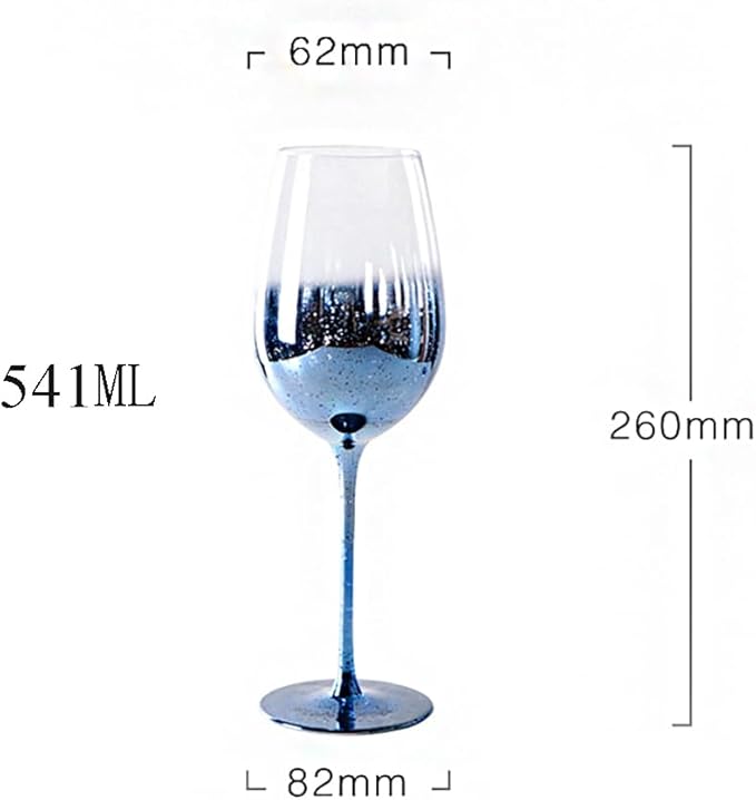 Blue Crystal Bordeaux Wine Glasses Set of 2 Tall Wine Glasses,Starry Sky Glass for Champagne and White Wine(2, Red Wine Glasses-Blue Starry Sky)