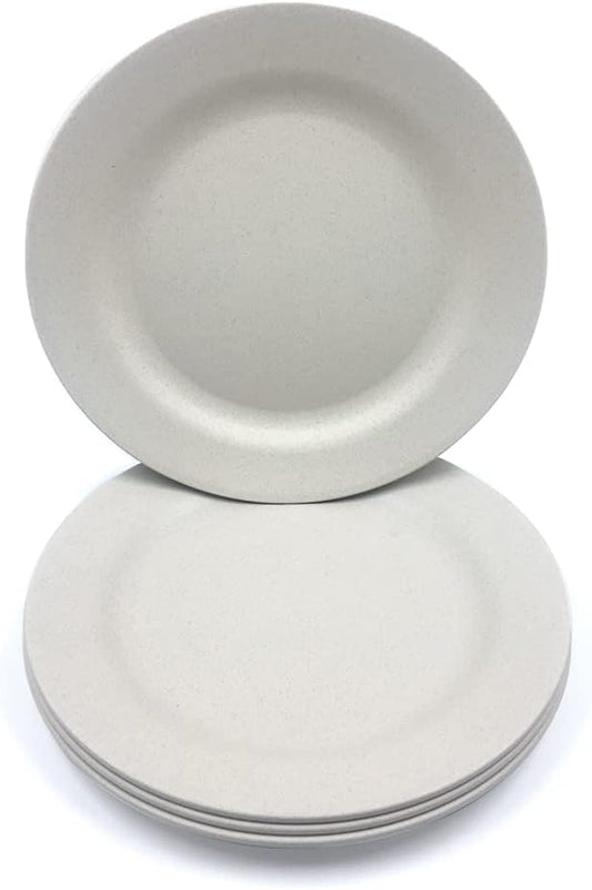 4 Pack 13 Inch Extra large Size Dinner Plate Sets, Delicious Pasta Plates, Unbreakable Dishes, Lightweight Salad Dinnerware, Reusable Dessert Tableware (33cm Beige)