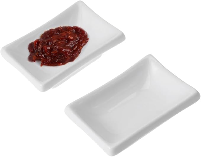 2pcs Ceramic Snack Plate Condiment Appetizer Serving Tray Sauce Dishes