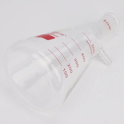 stonylab Filtering Flask with 24/40 Standard Taper Outer Joint, Heavy Wall Borosilicate Glass Filter Flask, Bolt Neck with Tubulation, 500 ml