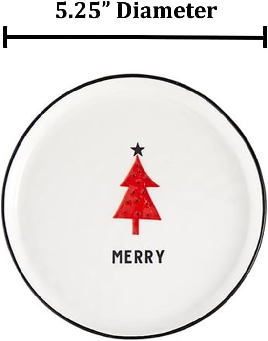 Santa Barbara Design Studio TableSugar Holiday Appetizer Plates, Set of 4, Red Trees