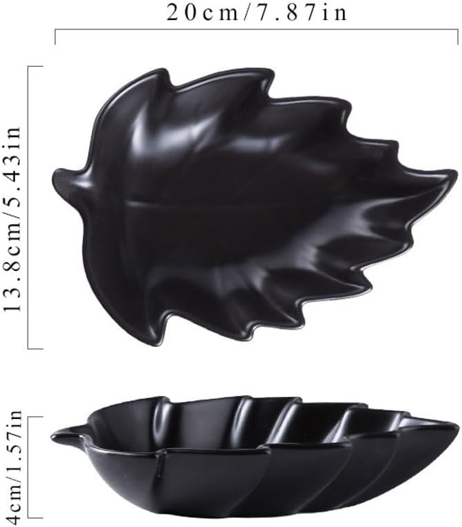 FAREWELL Dipping Bowls Leaf Shape Soy Sauce Dish Ceramic Soy Sauce Dish Appetizer Plate Condiment Sauce Bowl Salad Dessert Snack Appetizer Or Serving Condiment Appetizer Bowls (Color : A)
