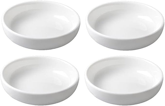 4pcs White Ceramic Seasoning Dishes Dipping Bowls Appetizer Plates,3.8 inch