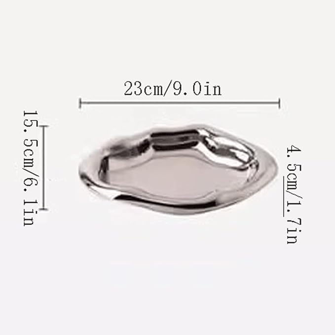 Tray Creative Decorative Tray Ceramic Storage Fruit Snack Afternoon Tea Juice Pastry Home Cup Serving Trays(Silver)