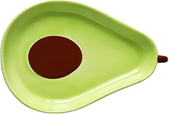 BESTOYARD Avocado Shape Ceramic Appetizer Plate 6.49X4.25 Inch Snack Dish for Serving Fruits Salads Desserts Tableware for Kitchen Dining Entertaining
