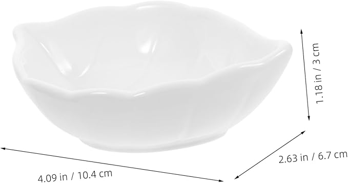 Unomor 4pcs Ceramic Sauce Dishes Bowls Leaf Motif Sauce Plates Versatile Serving Bowls for Condiments Sushi Dipping Appetizers