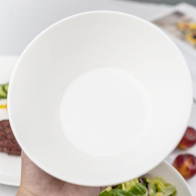 Fine Bone China Bowl, 6.8 Inches, Set of 6, Fine Glaze With Pure White Color Easy to Clean, Thin Thickness and Light Weight, Service for Salad, Rice, Soup and Pasta, Microwave and Dishwasher Safe
