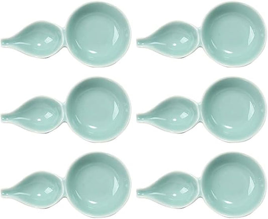 Ceramic cutlery salad bowl 6pcs Gourd Shape Seasoning Dishes Dipping Bowls Appetizer Plates for Sushi Soy Dipping Bowl Snack Dessert Serving Dishes for Kitchen Home(4.72 Inch) small bow