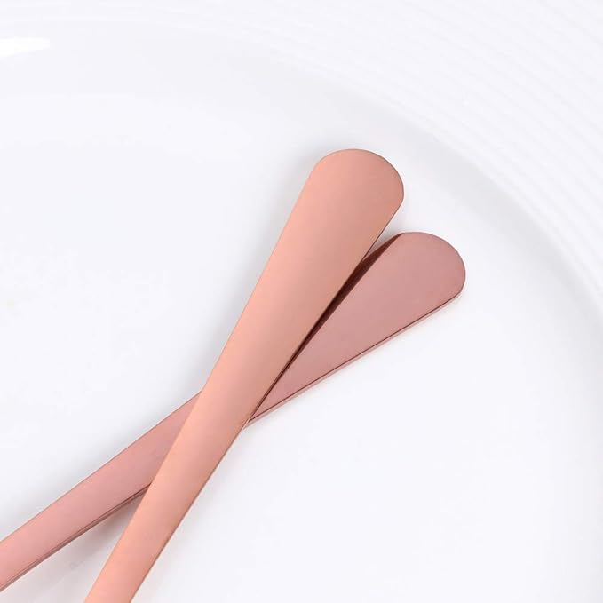 MINGYU Colorful Teaspoons Silverware Set of 12 - Rose Gold 6-in Small Spoons Set, Food Grade Stainless Steel Tea Spoons Shiny Titanium Plating Dessert Spoon Coffee Spoon Dishwasher Safe