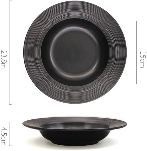 Dessert Plates Simple Ceramic Plate Hotel Restaurant Light Luxury Brushed Dish Dinner Tableware(9inch-black)