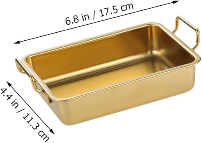 OUNONA Stainless Steel Food Serving Tray Handles Flat Bottom Silver Easy to Clean Kitchenware