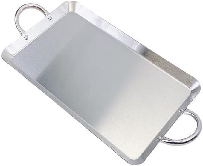11-1/2" x 19" Stainless Steel Rectangular Serving Platter – Ottoman Tray with Handles for Kitchen, Parties & Decorative Display