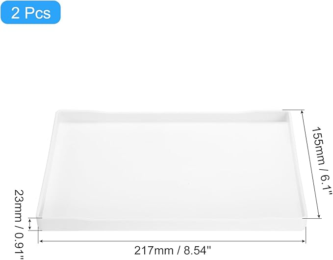 uxcell 2Pcs Serving Tray Small White Mini Tray 6" x 9" Plastic Rectangular Wooden Serving Trays Decorative Ottoman Platter for Breakfast Kitchen Bathroom