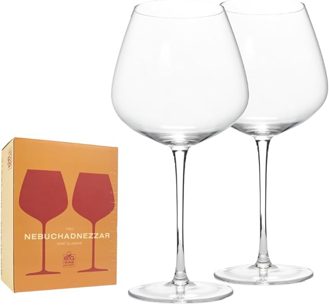 Nebuchadnezzar Giant Wine Glass - Premium Crystal Wine Glasses Set of 2 - Fits Entire 750 ml Bottle