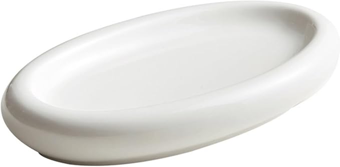 SONGCHAO Party Supplies White Oval Ceramic Dinner Plate Steamed Fish Plate Sushi Plate Salad Plate Home Dessert Plate Appetizer Plate Party Plates (Size : 12inch)