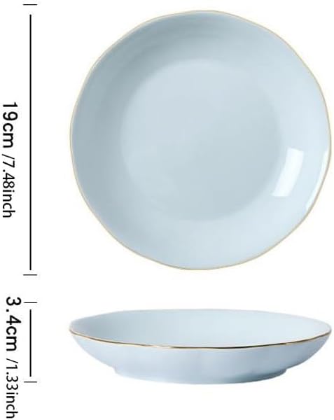 SONGCHAO Party Supplies Light Luxury Gold-rimmed Celadon Plate, Household Ceramic Plate, Creative Pumpkin Plate, Chinese Fruit Plate, Salad Plate Party Plates (Color : A, Size : 4pcs)