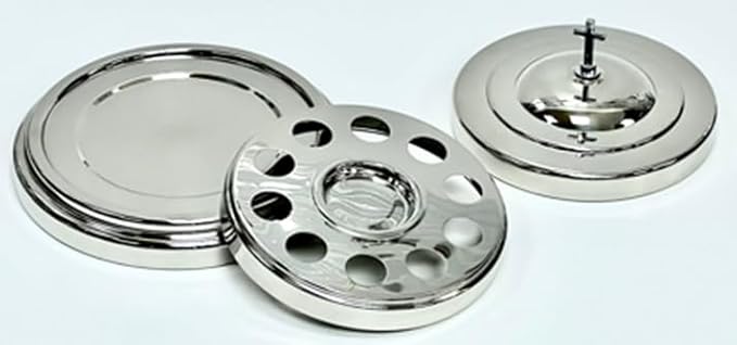Compact Communion Tray Set – Silver Stainless Steel 10-Cup | Tray + Lid + Base Insert | Portable Communion Set for Churches, Pastors, Chaplains & Home Worship