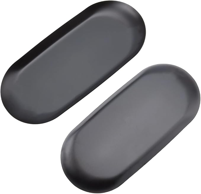 CRASPIRE 7 x 3.47 Inch Trinket Tray Stainless Steel Black Metal Small Oval Jewelry Trays Food Dish Storage Plate Cosmetics Organizer for Serving Platter Towel Jewelry Bathroom Clutter Decorations