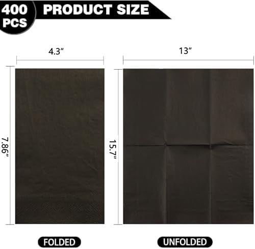 BUCLA 400-Count 3-Ply Black Paper Napkins - Black Napkins Disposable Premium Quality, Soft, Absorbent for Kitchen, Party Halloween & New Year