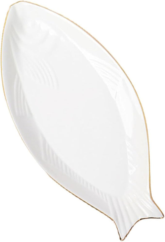 LIFKOME Ceramic Fish Shaped Plate for Snacks Appetizers and Cheese Decorative Food Storage Tray for Parties and Gatherings Easy to Clean and Heat-resistant Design