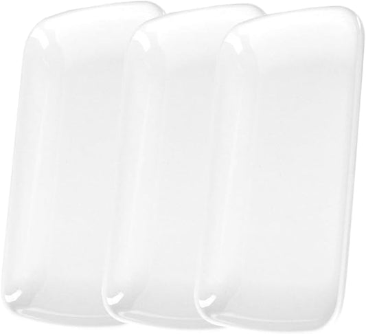Zerodeko 3pcs White Appetizer Plates Set Rectangular Snack Serving Trays for Family Gatherings Parties Weddings