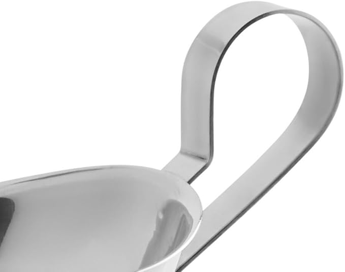 Soro Essentials- 8 oz. Stainless Steel Gravy Sauce Boat Gadroon Base with Loop Handle Set of 2- Restaurant Gravy Boat Dripless Lip Spout Serving Dish Gravy Bowl for Sauces Gravy Salad Dressings Milk