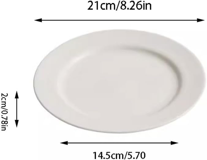 Kitchen Plates White Steak Plate Ceramic Dinner Plate Home Round Western Shallow Plate Salad Plate Serving Tray Dessert Plate Restaurant Plates(21cm)