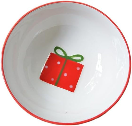 Christmas Ceramic Appetizer Plates for Tapas, Salad, Appetizer, Dishwasher Safe, Microwave Safe, Freezer Safe (Gift bag Small bowl 11.1 * 4.5cm)